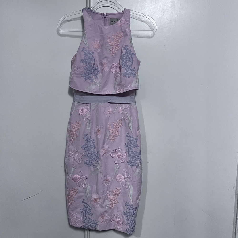 Asos embroidered organza dress midi Size 0 (U.S.) pink Lavender Embroidered - Picture 12 of 13